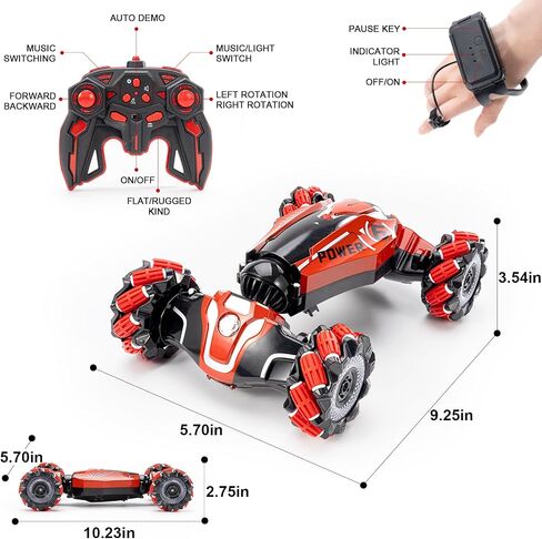 1:10 سيارة Rc يتم التحكم فيها يدويًا، سيارات RC للتحكم عن بعد للأولاد والبنات، ألعاب هدايا للأطفال من 6 إلى 13 عامًا، 2.4 جيجا هرتز 4WD بمستشعر الإيماءات RC مع أضواء الموسيقى، دوران 360 درجة على الطرق الوعرة، أزرق in Saudi Arabia