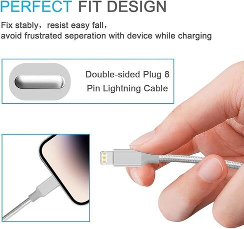 Marchpower iPhone Charger MFi Certified Lightning Cable 3Pcak 3ft 6ft 9ft for iPhone 14 13 12 11/Pro/MAX/Xs/XR/X/8 Plus/8/7 Plus/7/6S Plus/6/5S/5E/5/iPad/Nan More USB Charging Syncing Cord Grey in Kuwait