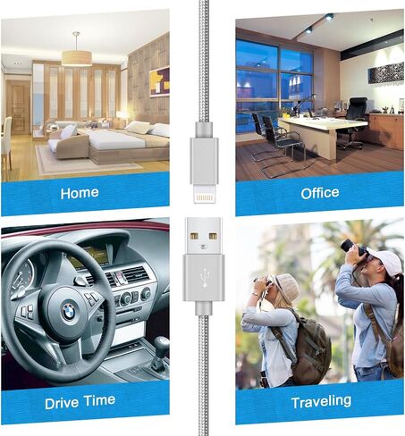 Marchpower iPhone Charger MFi Certified Lightning Cable 3Pcak 3ft 6ft 9ft for iPhone 14 13 12 11/Pro/MAX/Xs/XR/X/8 Plus/8/7 Plus/7/6S Plus/6/5S/5E/5/iPad/Nan More USB Charging Syncing Cord Grey in Saudi Arabia