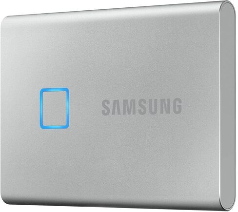Samsung T7 Touch Portable SSD - 2 تيرابايت - USB 3.2 Gen.2 SSD خارجي فضي معدني (MU-PC2T0S/WW) in Saudi Arabia