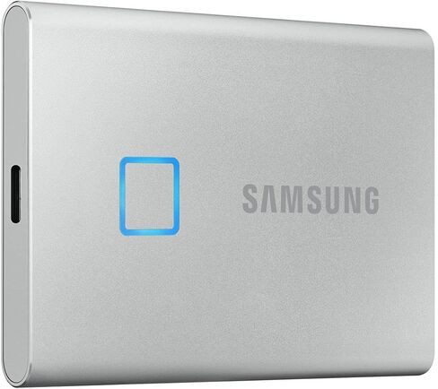 Samsung T7 Touch Portable SSD - 2 تيرابايت - USB 3.2 Gen.2 SSD خارجي فضي معدني (MU-PC2T0S/WW) in Saudi Arabia
