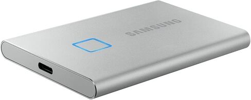 Samsung T7 Touch Portable SSD - 2 تيرابايت - USB 3.2 Gen.2 SSD خارجي فضي معدني (MU-PC2T0S/WW) in Saudi Arabia