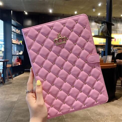 for iPad 10th Generation Case 10.9 Inch 2022 with Pencil Holder,Girly Cute Crown Bling Diamond Elegant PU Leather Smart Auto Sleep/Wake Stand Shockproof Protective Case for iPad 10th Gen,Pink in Saudi Arabia