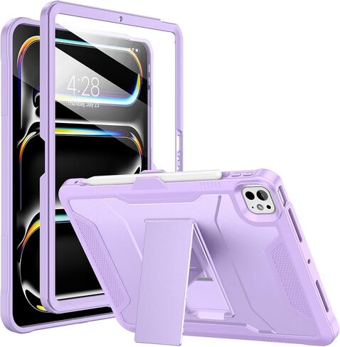 Soke Case for iPad Pro 11 Inch M4 (2024, 5th Generation), with Built-in Screen Protector and Kickstand, Rugged Full Body Protective Cover for Apple iPad Pro 11-Inch 5th Gen - Black in Kuwait