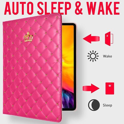 for iPad 10th Generation Case 10.9 Inch 2022 with Pencil Holder,Girly Cute Crown Bling Diamond Elegant PU Leather Smart Auto Sleep/Wake Stand Shockproof Protective Case for iPad 10th Gen,Pink in Saudi Arabia