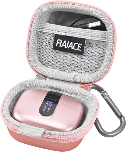 RAIACE Hard Travel Storage Case Compatible with TAGRY X08 Bluetooth Headphones Earbuds, Mesh Pocket for Cables and Accessories. - Rose Gold in Saudi Arabia