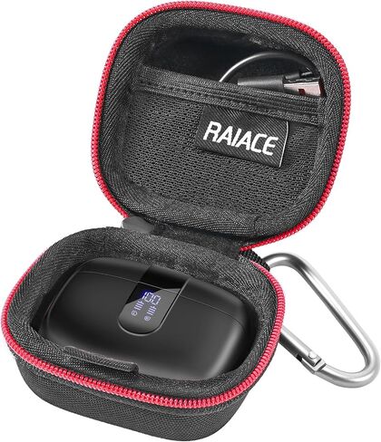 حقيبة تخزين صلبة للسفر من RAIACE متوافقة مع سماعات أذن بلوتوث TAGRY X08، وجيب شبكي للكابلات والملحقات. - روز جولد in Kuwait