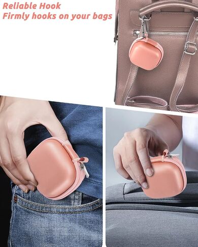 RAIACE Hard Travel Storage Case Compatible with TAGRY X08 Bluetooth Headphones Earbuds, Mesh Pocket for Cables and Accessories. - Rose Gold in Saudi Arabia