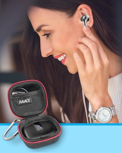 حقيبة تخزين صلبة للسفر من RAIACE متوافقة مع سماعات أذن بلوتوث TAGRY X08، وجيب شبكي للكابلات والملحقات. - روز جولد in Kuwait