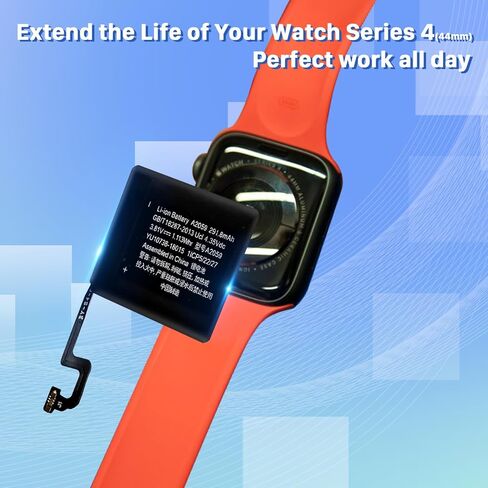 بطارية لساعة Apple Watch Series 4 44 مم، (2024 ترقية جديدة) بطارية بديلة لساعة Apple Watch Series 4 iWatch 44 مم A2059 A1976 بطارية 291.8 مللي أمبير في الساعة (ليست للسلسلة 4 40 مم) مع مجموعة أدوات إصلاح in Kuwait