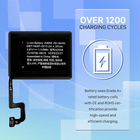 بطارية لساعة Apple Watch Series 4 44 مم، (2024 ترقية جديدة) بطارية بديلة لساعة Apple Watch Series 4 iWatch 44 مم A2059 A1976 بطارية 291.8 مللي أمبير في الساعة (ليست للسلسلة 4 40 مم) مع مجموعة أدوات إصلاح in Kuwait