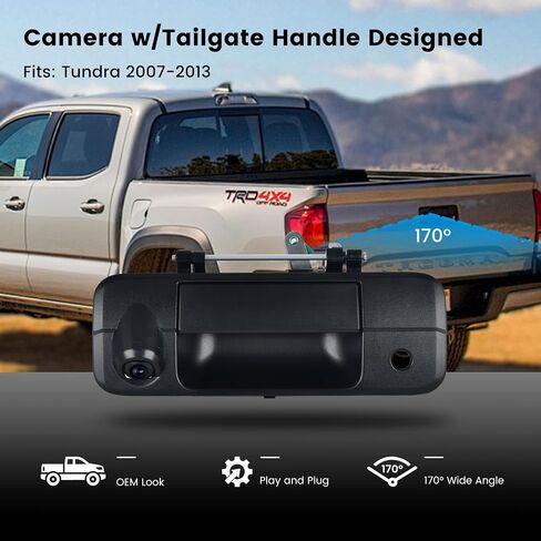 Dasaita Tailgate Handle Reverse Camera, Fit for Toyota Tundra 2007-2013 OEM Replacement, AHD 1080P Rear View Camera Backup Camera with Wiring Harness, 170° Wide Angle, IP68 Waterproof in Saudi Arabia