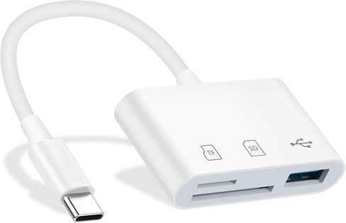 محول قارئ بطاقات USB C SD، USB من النوع C إلى قارئ بطاقات SD لهاتف iPhone 16/15 Pro Max/iPad/الكمبيوتر المحمول، 3 في 1 USB عالي السرعة إلى SD/Micro SD TF قارئ بطاقة ذاكرة USB C لأجهزة Mac/MacBook/Samsung/Android هاتف in Kuwait