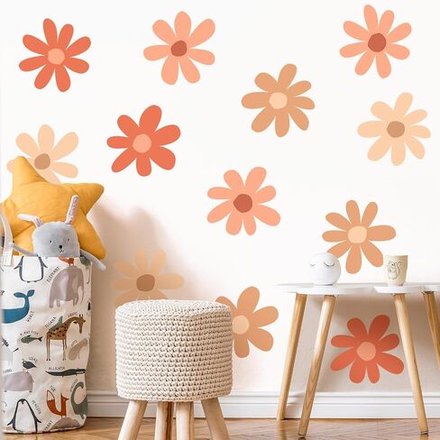 12 Sheets Daisy Wall Decals Flower Wall Stickers Large Daisy Wall Stickers Daisy Decals for Wall Peel and Stick for Nursery Kids Girls Bedroom Living Room Wall Decor in Saudi Arabia