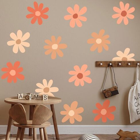 12 Sheets Daisy Wall Decals Flower Wall Stickers Large Daisy Wall Stickers Daisy Decals for Wall Peel and Stick for Nursery Kids Girls Bedroom Living Room Wall Decor in Saudi Arabia