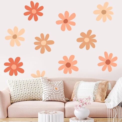 12 Sheets Daisy Wall Decals Flower Wall Stickers Large Daisy Wall Stickers Daisy Decals for Wall Peel and Stick for Nursery Kids Girls Bedroom Living Room Wall Decor in Saudi Arabia