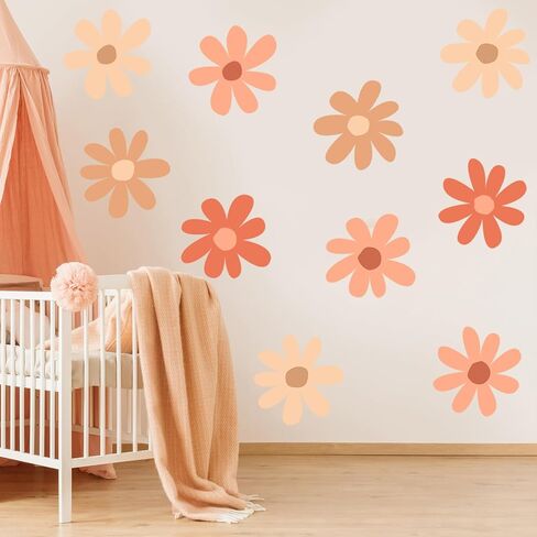12 Sheets Daisy Wall Decals Flower Wall Stickers Large Daisy Wall Stickers Daisy Decals for Wall Peel and Stick for Nursery Kids Girls Bedroom Living Room Wall Decor in Saudi Arabia