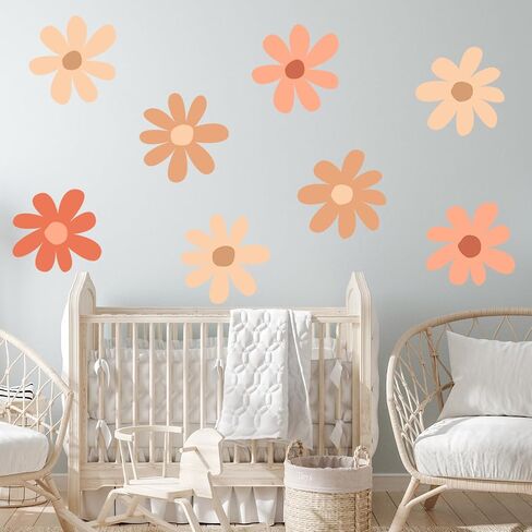 12 Sheets Daisy Wall Decals Flower Wall Stickers Large Daisy Wall Stickers Daisy Decals for Wall Peel and Stick for Nursery Kids Girls Bedroom Living Room Wall Decor in Saudi Arabia