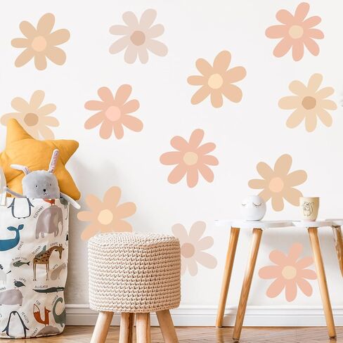 12 Sheets Daisy Wall Decals Flower Wall Stickers Large Daisy Wall Stickers Daisy Decals for Wall Peel and Stick for Nursery Kids Girls Bedroom Living Room Wall Decor in Saudi Arabia