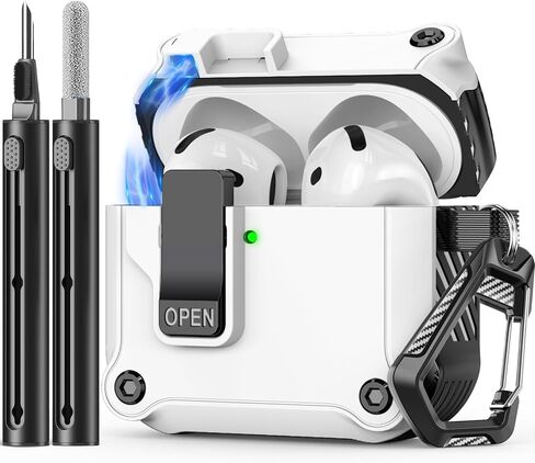 Inesore Compatible with AirPods 4th Generation Case,with Cleaner kit,Automatic Snap Switch Secure for New Airpods 4 Charging Cover (2024)-Black in Kuwait