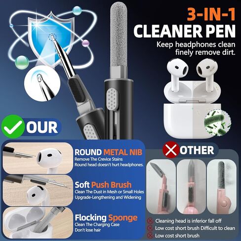 Inesore Compatible with AirPods 4th Generation Case,with Cleaner kit,Automatic Snap Switch Secure for New Airpods 4 Charging Cover (2024)-Black in Kuwait