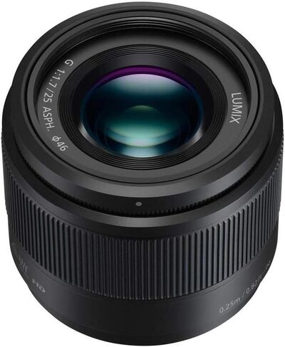 Panasonic 25mm f/1.7 Lumix G Aspherical Lens for Micro 4/3 System - Bundle with 46mm Filter Kit, Lens Wrap, and Corel Digital Creative Software Suite in Saudi Arabia
