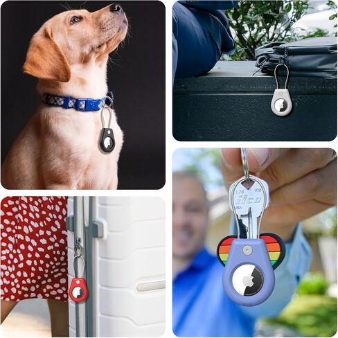 AirTag Secure Holder with Wire Cable, 2 Pack Air Tag Keychain Holders for Key Ring, Keys, Luggage, Backpack, Sturdy Protection Airtag Key Chain Lock Case – Black/White in Kuwait
