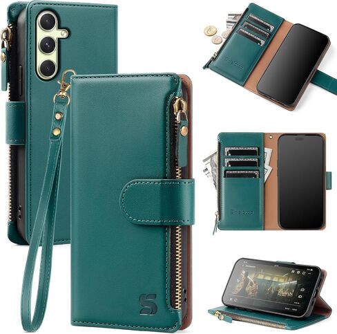 for Samsung Galaxy Galaxy A54 5G Wallet Case with Card Holder,Women Men RFID Blocking PU Leather Flip Cover Wrist Strap Zipper Credit Card Slots,Phone Case for Galaxy A54 5G,Wine Red in Saudi Arabia