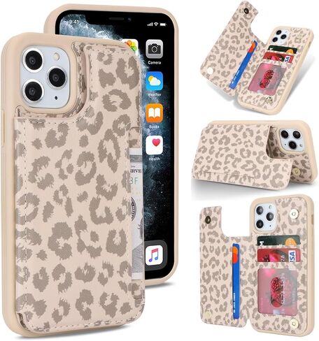iCoverCase Compatible with iPhone 11 Pro Phone Case with Card Holder, Wallet Case for Women Men RFID Blocking PU Leather Protective Case 5.8 Inch (Beige) in Saudi Arabia