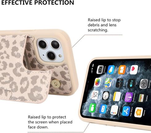 iCoverCase Compatible with iPhone 11 Pro Phone Case with Card Holder, Wallet Case for Women Men RFID Blocking PU Leather Protective Case 5.8 Inch (Beige) in Saudi Arabia