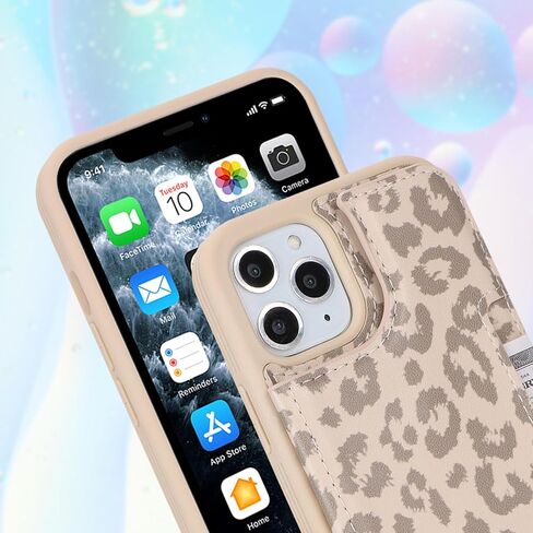 iCoverCase Compatible with iPhone 11 Pro Phone Case with Card Holder, Wallet Case for Women Men RFID Blocking PU Leather Protective Case 5.8 Inch (Beige) in Kuwait