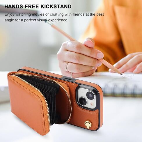 حافظة محفظة KIHUWEY Crossbody لهاتف iPhone 15، حافظة جيب بسحاب مع حامل بطاقة، حافظة حماية من جلد البولي يوريثان RFID مع مسند حزام معصم قابل للفصل 6.1 بوصة (أسود) in Kuwait