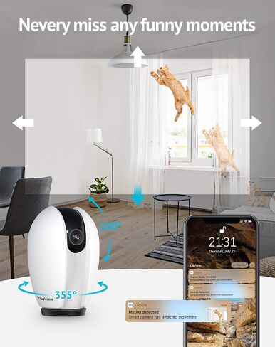 LaView Security Cameras 2k with Color Night Vision, 4MP Cameras for Home Security with Motion Detection, Two-Way Audio, Indoor WiFi Camera for Baby/Pet, Alexa, USA Cloud Service,White in Kuwait