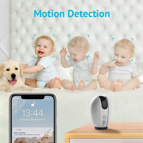 LaView Security Cameras 2k with Color Night Vision, 4MP Cameras for Home Security with Motion Detection, Two-Way Audio, Indoor WiFi Camera for Baby/Pet, Alexa, USA Cloud Service,White in Kuwait