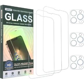 Cone Glass Screen Protector for iPhone 13 Pro Max / 14 Plus [6.7"], 3 Packs Case Friendly Tempered Glass Film, [9H hardness] - HD