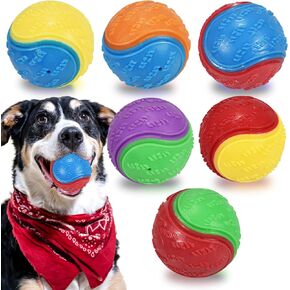 3.5in Squeaky Dog Balls, Dog Toys Balls for Training, Tough Ball Toys for Dogs, Light Weight Dog Toy Balls, High Bouncy Dog Ball for Interactive Playing, Puppy Pet Chew Balls Teething Balls 4Pcs