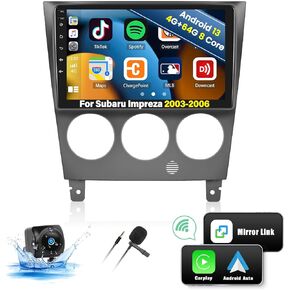 UNITOPSCI 4G+64G for Subaru Impreza 2003-2006 Android 13 Stereo Radio Wireless CarPlay Android Auto Bluetooth 5.0 GPS Navigation DSP 32 Band-EQ 9 Inch IPS Touch Screen Mirror Link SWC+ Camera Mic