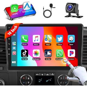 Podofo【Upgrade 2+64G】 Wireless Carplay Android Auto Car Stereo for Chevrolet/GMC/Buick 2007-2012,10.1" IPS Touchscreen Car Radio Receiver with Bluetooth/GPS/Mirror Link/SWC/WiFi+MIC+AHD Backup Camera in Saudi Arabia