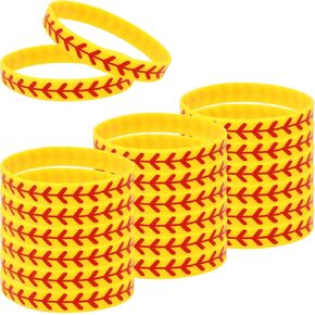 Honbay 20PCS Motivational Sports Ball Bracelets Baseball Bracelets Baseball Wristbands Silicone Stretch Wristband Rubber Bracelet Baseball Party Favors for Sports Events Sport Team Gift Birthday Party