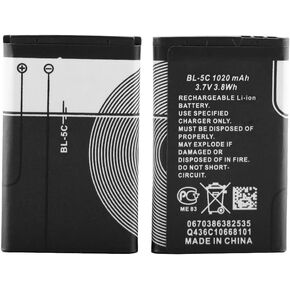 BL-5C Rechargeable Battery 3.7V 1020mAh Suit for Home Household Radio with Current Protection 2 Pieces