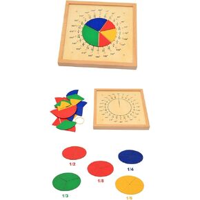 Baby Early Education Circular Fraction Division Math Teaching Aids Montessori Round Fraction Board Children Wood Math Educational Toys