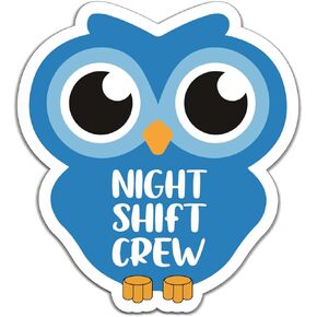 YAZMEEN 20 Pcs Funny Owl Nurse Stickers 2.5" Night Shift Crew Medical Stickers Decals for Water Bottle Laptop Phone Funny Work Accessories for Nightshift Nurse Doctor Teacher Coworker Office Worker