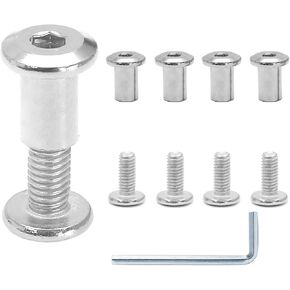 10 أزواج (20 قطعة) M6x25mm مسمار غطاء مقبس سداسي مع مفتاح ألين، مسامير توصيل الأثاث الفضية M6 برغي غاطس وصواميل ربط لخزانة حزام استبدال سرير الأطفال in Kuwait