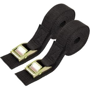 حزام جلد، أشرطة ربط للأسفل، حزام كاياك قوي، مشبك قفل كام سميك 40.64 سم × 2.54 سم، عبوتان (أسود) in Kuwait