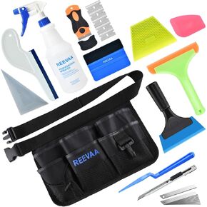 Window Tint Kit for Car, Professional Window Tint Tools with Waist Bag Spray Bottle, Silicone Squeegee for Windshield, Glass Door Cleaning, Essential Tinting Kit for Window Sun Film