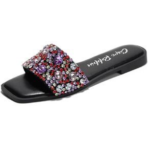 Sparkly Sandals for Women Flat Rhinestone Sandals - Women Bedazzled Glittery Sandals (Cheslie)