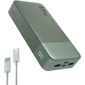 NOBIS Portable Charger, 20000mAh Power Bank, 45W Power Bank Fast Charging, Battery Pack with C to C Cable, Battery Bank with Digital Display for iPhone Samsung Android Laptop etc(Black)