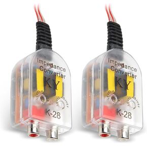 2 PCS Car Speaker Audio Output Converter, RCA Line Signal Converter, Waterproof Durable Design, Portable Vehicle Auxiliary Input Accessories for Sound Systems (Multicolored)