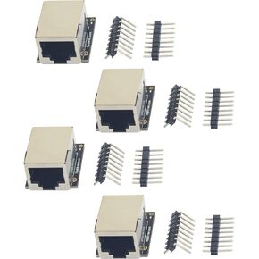whiteeeen 4pcs RJ45 Breakout Board 8P8C Jack Ethernet Connector with 8Pin 2 Type Pin Headers (Straight and Right Angel)