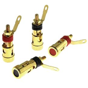 E-outstanding 4PCS 4mm Banana Socket Connector Gold Plated Audio Plug Jack Amplifier Speaker Terminal Spring Loaded Press Cable Audio Power Amplifier Binding Post